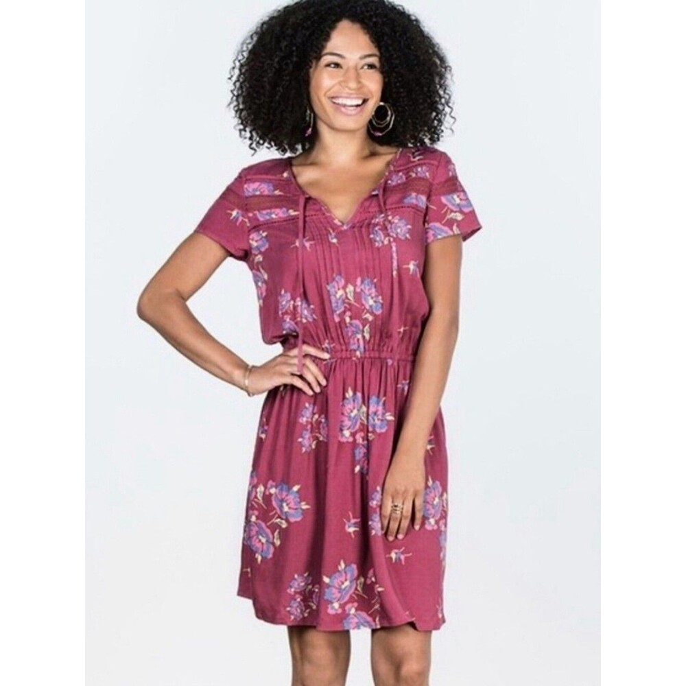 Matilda Jane Mauve Pink Boho Floral Blouson Dress - Size Medium Womens